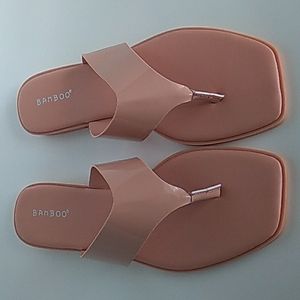BAMBOO Women's Nude Color Patent Leather Sandals New In  Box
